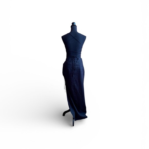 🖤 RUMER Loulou Black Linen Maxi S | Quiet Luxury Bali Yacht Dress l - Picture 7 of 11